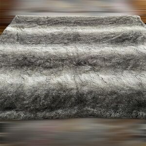 Luxury Collection Amari Faux Fur Lined Blanket soft throw 50” * 60” gray